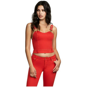 True Religion Women's X Manchester United Buckle Strap Haltar Top in Red